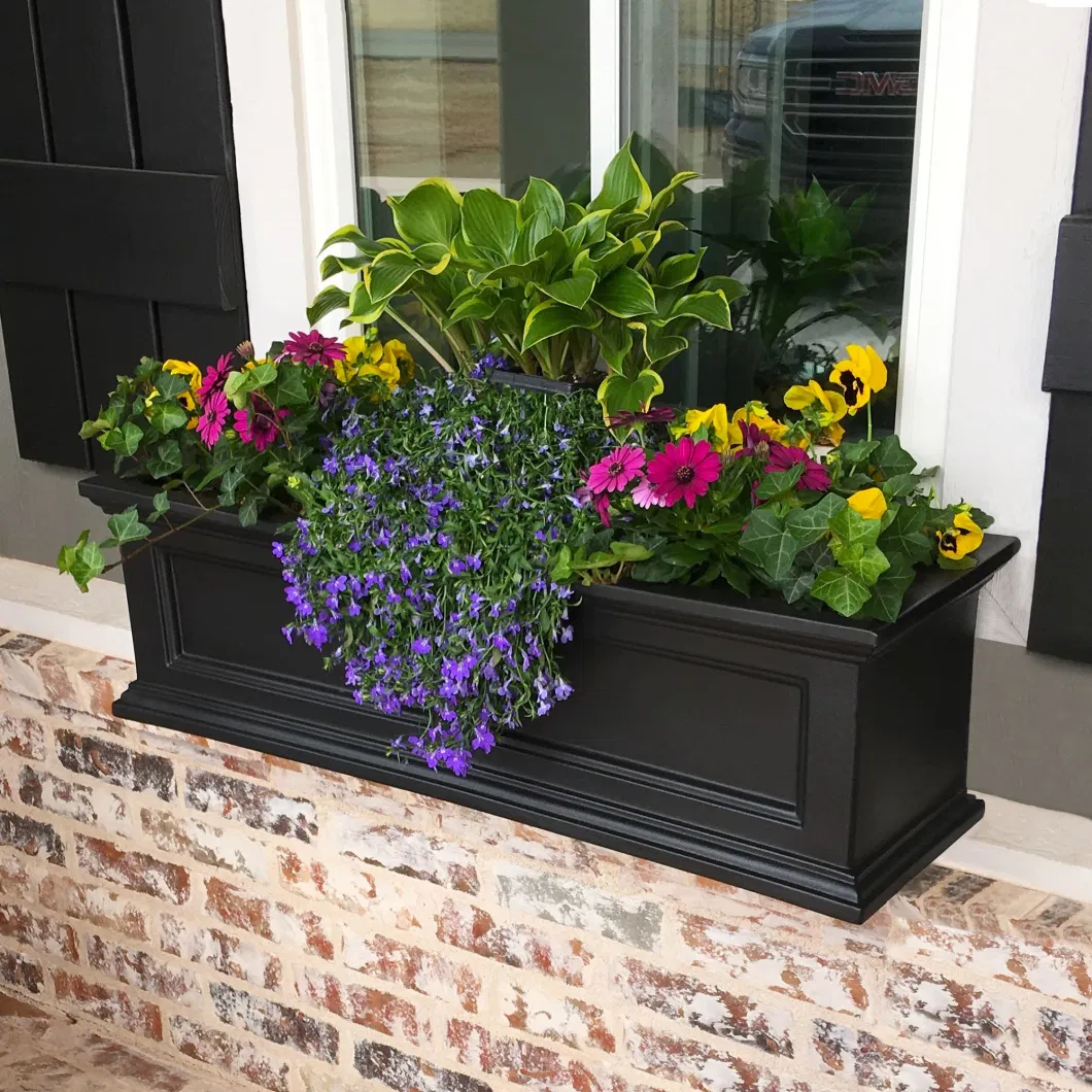 Black Polyethylene Planter Built in Water Reservoir Window Box